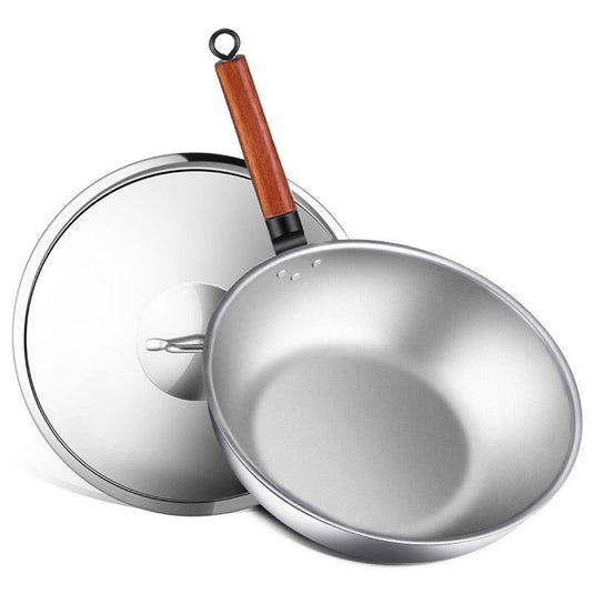 Pure Titanium Wok,Kitchen Cookware,Uncoated Non-stick Pan Frying